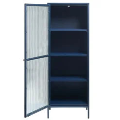 Gulltop vitrinekast blauw metaal 160cm