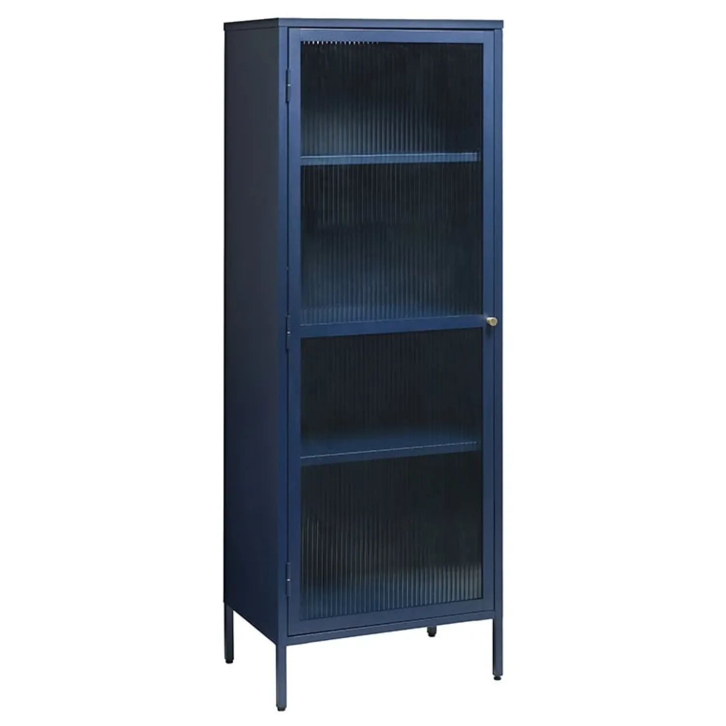 Gulltop vitrinekast blauw metaal 160cm