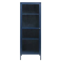 Gulltop vitrinekast blauw metaal 160cm