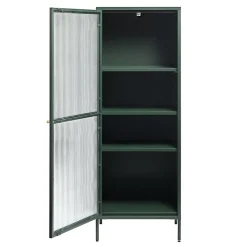 Gulltop vitrinekast groen metaal 160cm