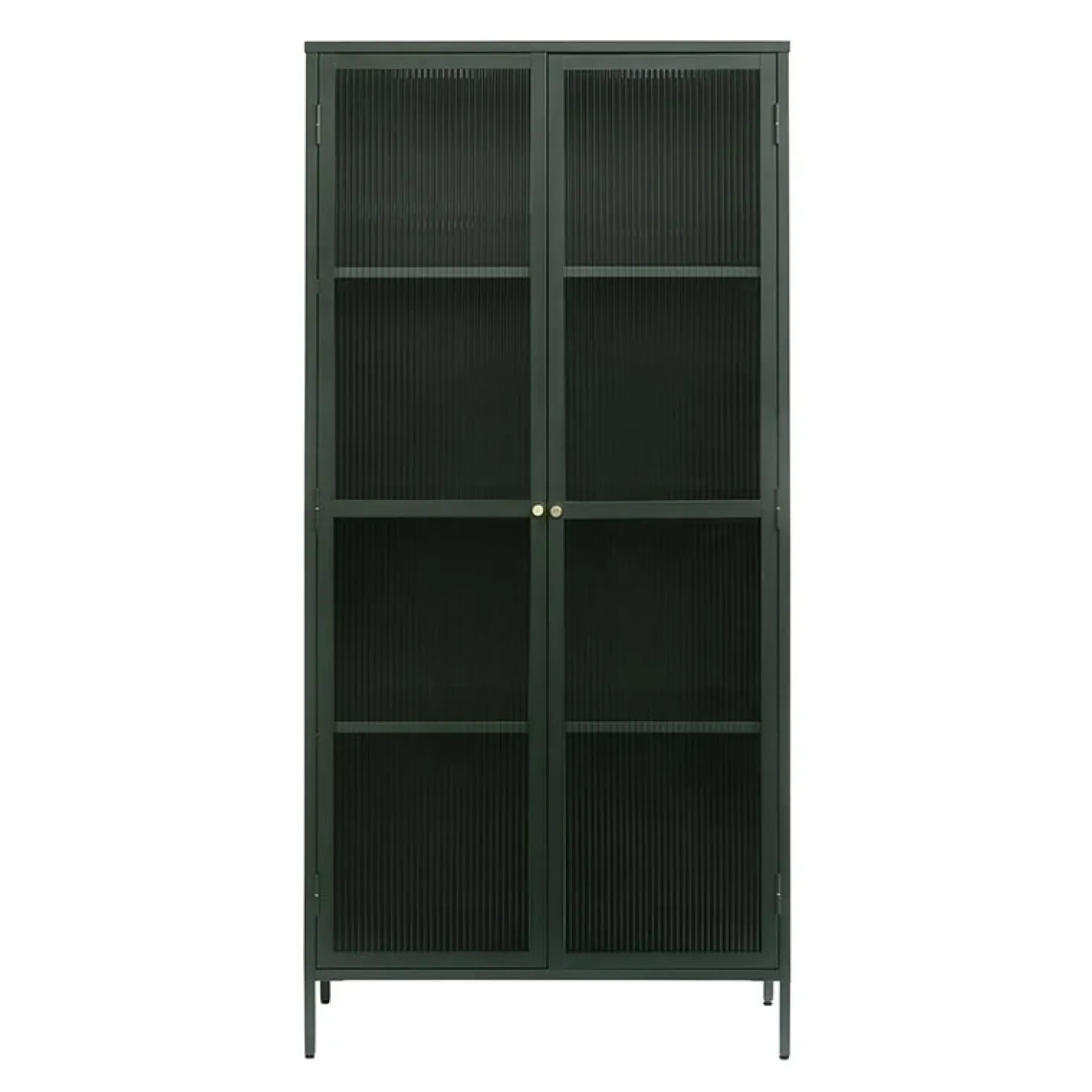 Gulltop vitrinekast groen metaal 190cm