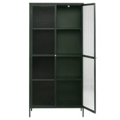 Gulltop vitrinekast groen metaal 190cm