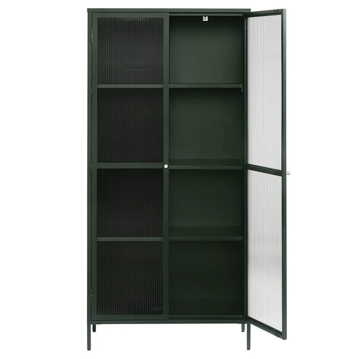 Gulltop vitrinekast groen metaal 190cm