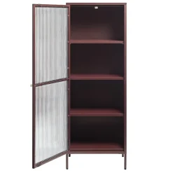 Gulltop vitrinekast rood metaal 160cm