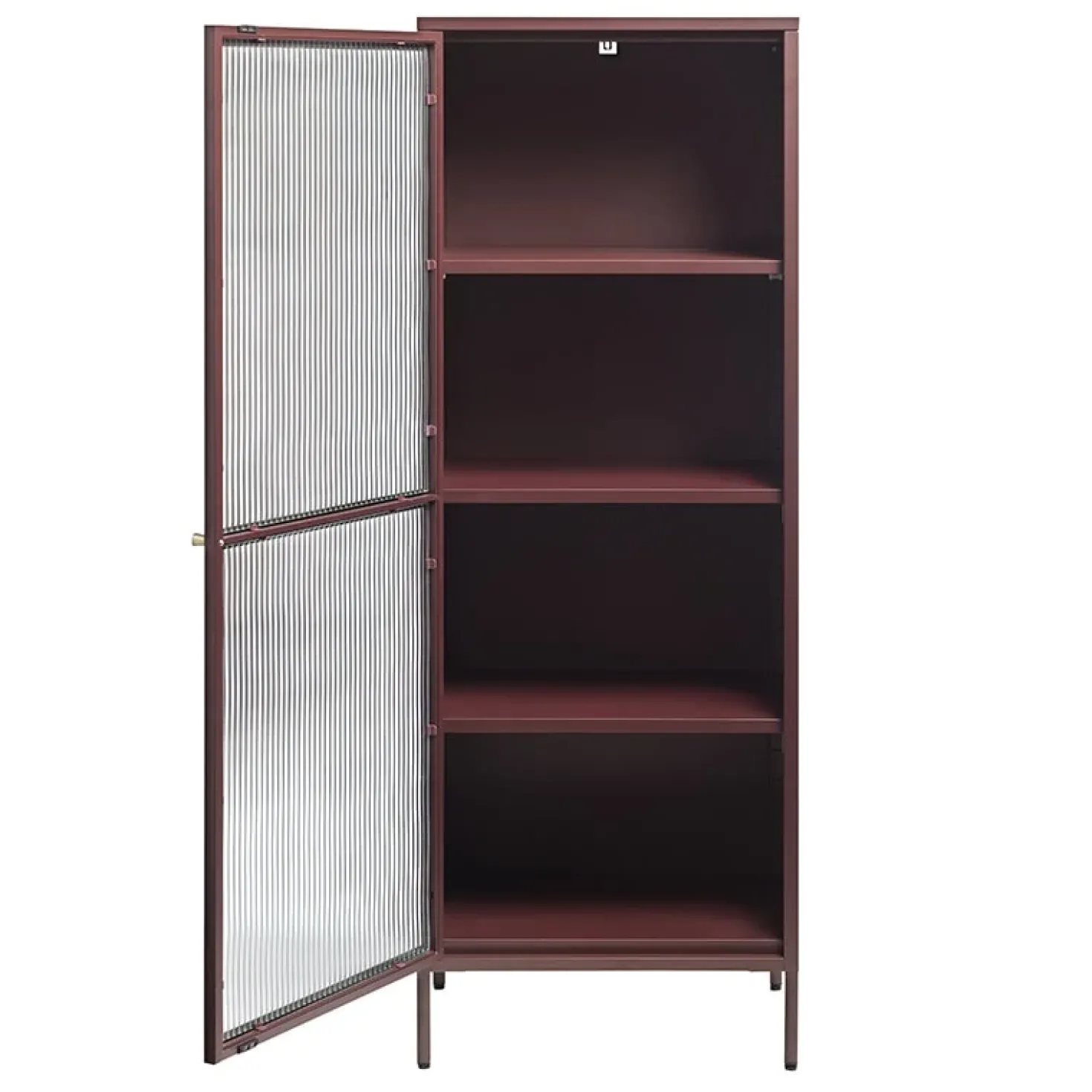 Gulltop vitrinekast rood metaal 160cm