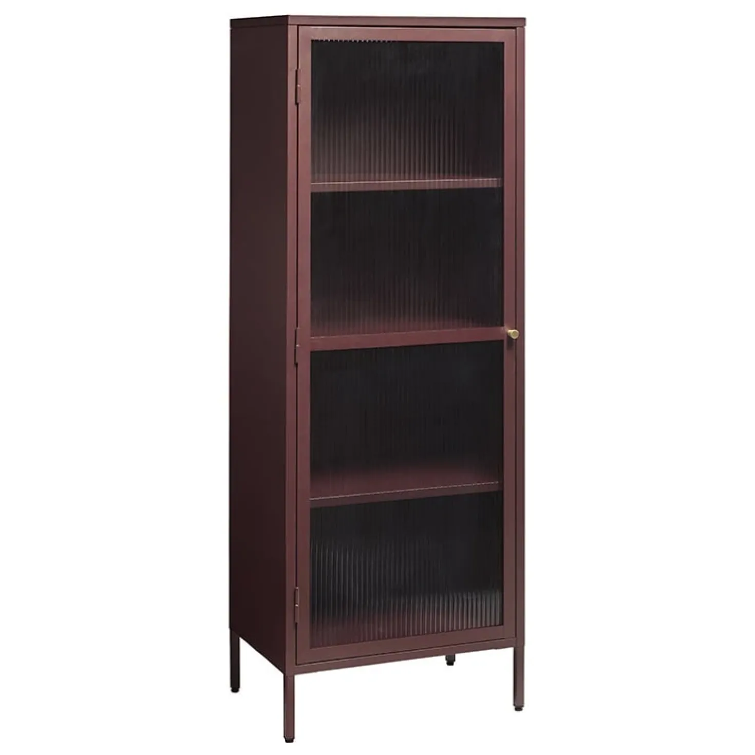 Gulltop vitrinekast rood metaal 160cm