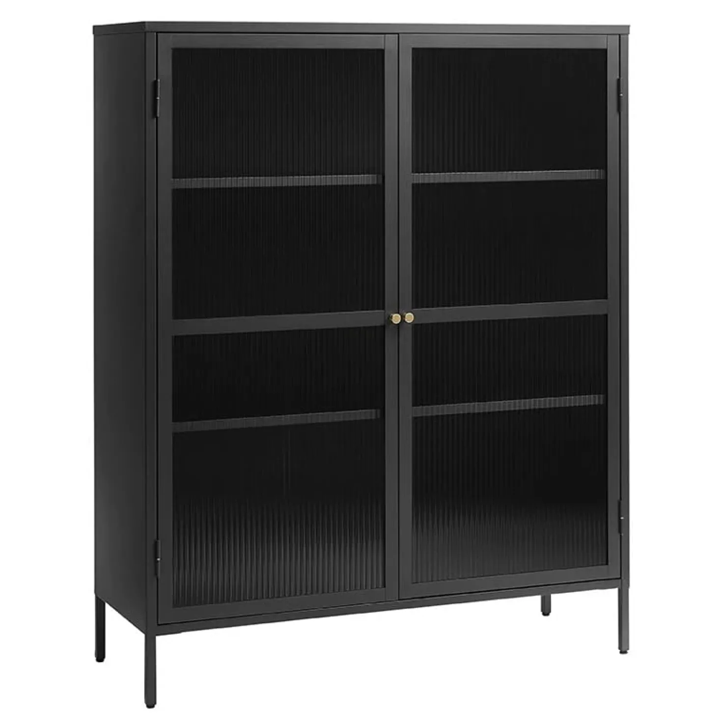 Gulltop vitrinekast zwart metaal 140cm