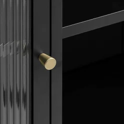 Gulltop vitrinekast zwart metaal 140cm