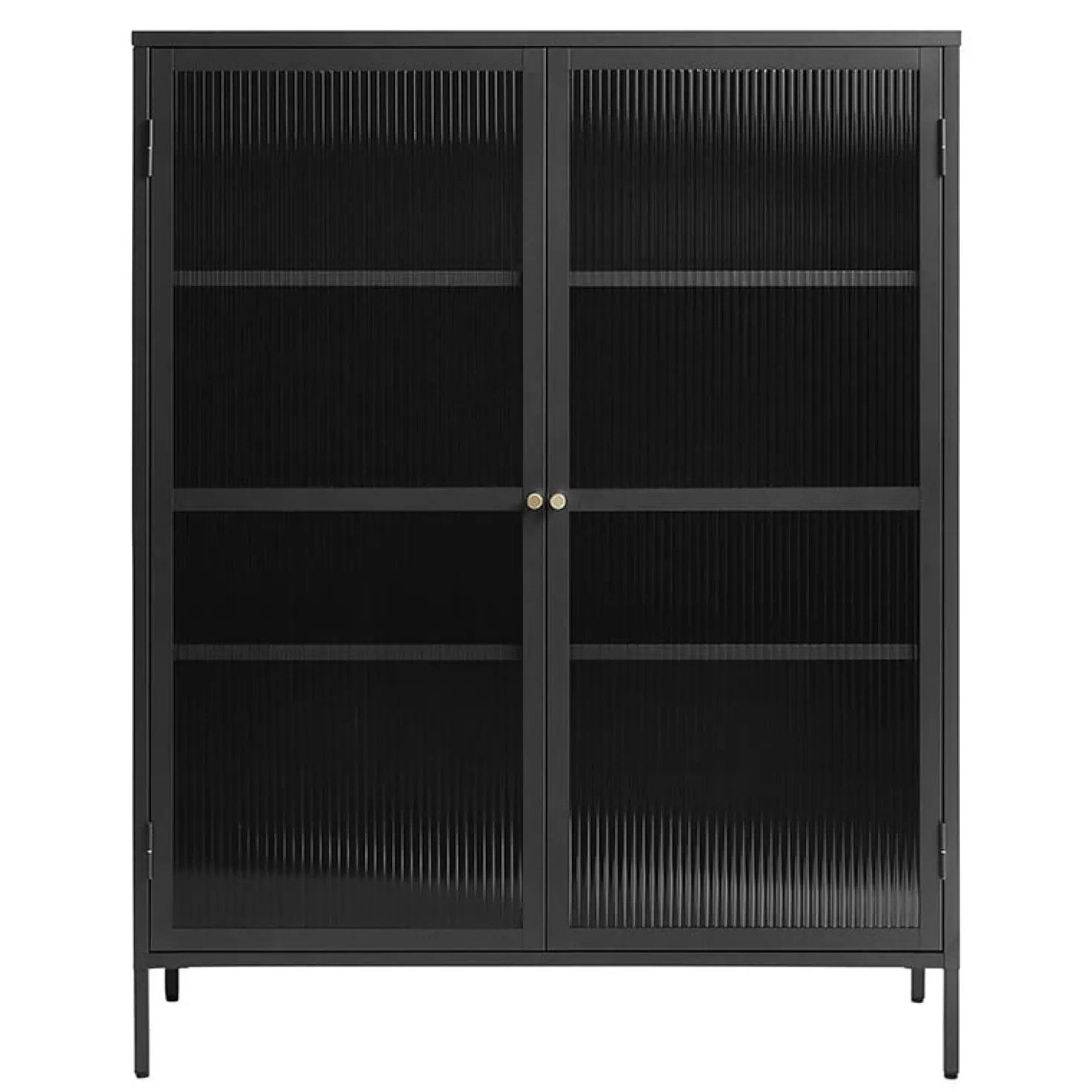 Gulltop vitrinekast zwart metaal 140cm