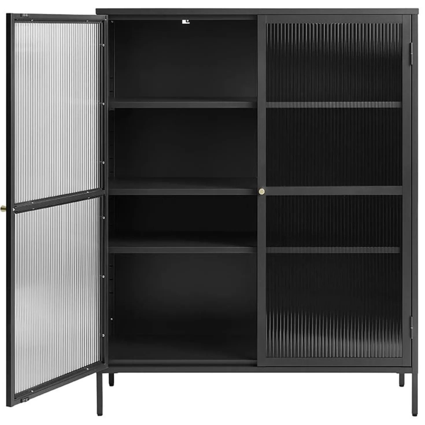 Gulltop vitrinekast zwart metaal 140cm