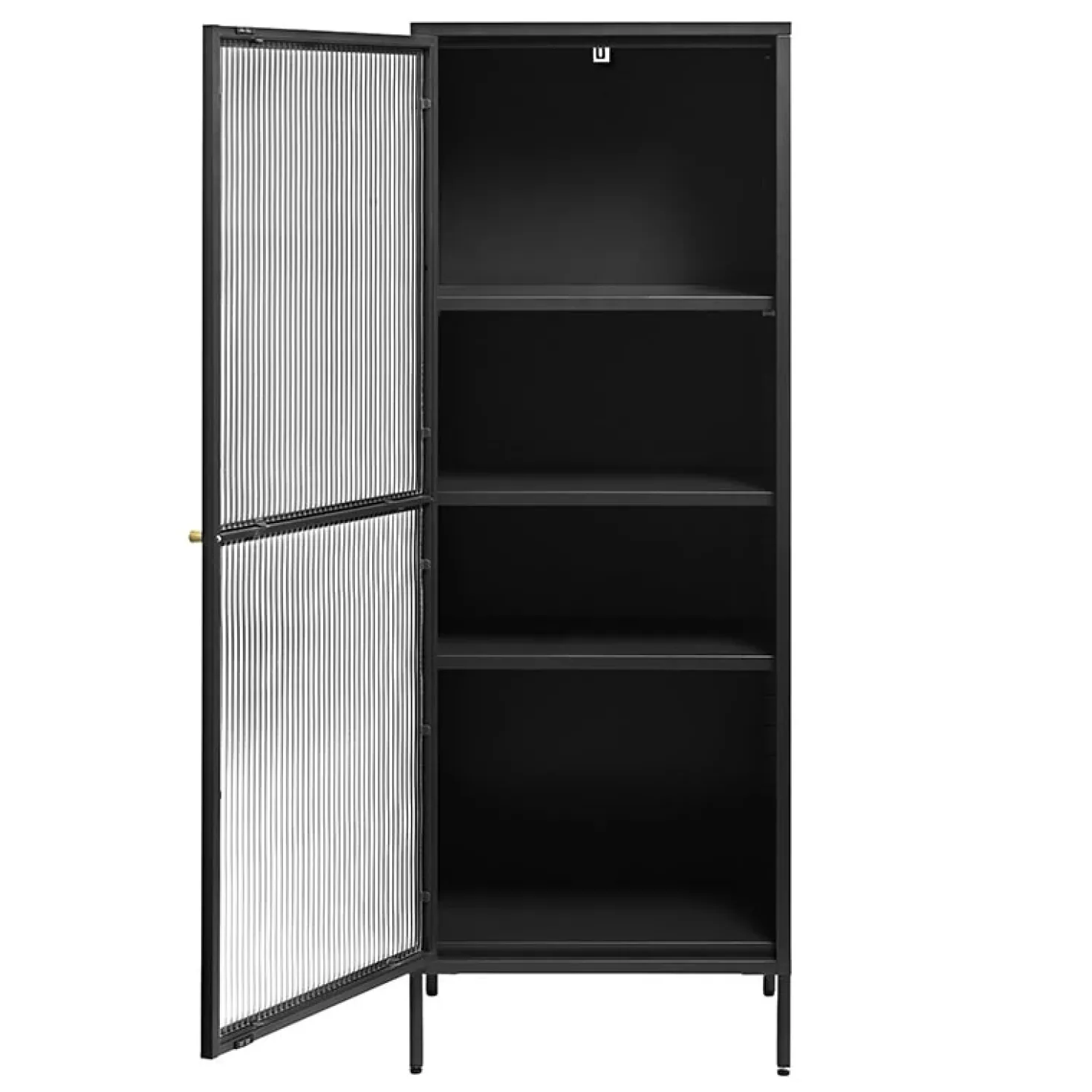 Gulltop vitrinekast zwart metaal 160cm