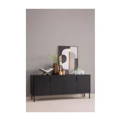 Gunnar Dressoir grenen matzwart 200 cm