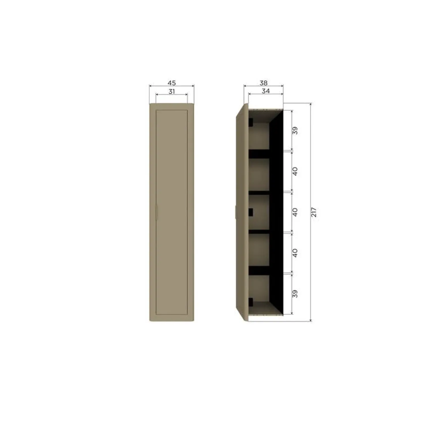 Gunnar Smalle hoge kast grenen mud 45 cm