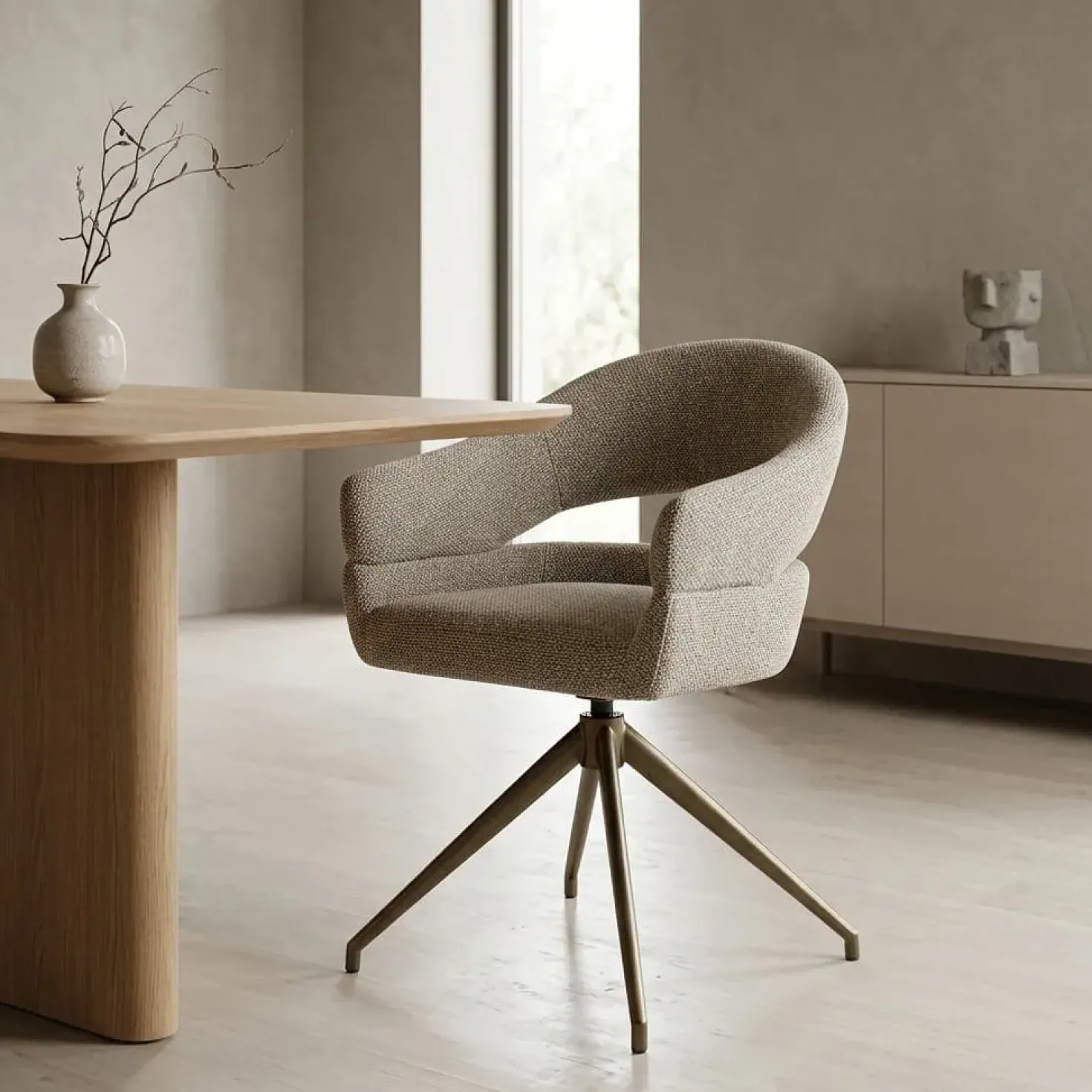 Hailey Eetkamerstoel Taupe stof