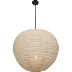 Hanglamp Bangalore 1-lichts bamboe met linnen