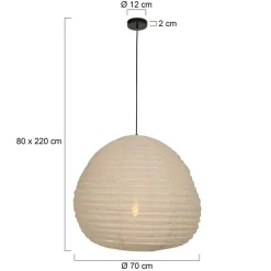Hanglamp Bangalore 1-lichts bamboe met linnen