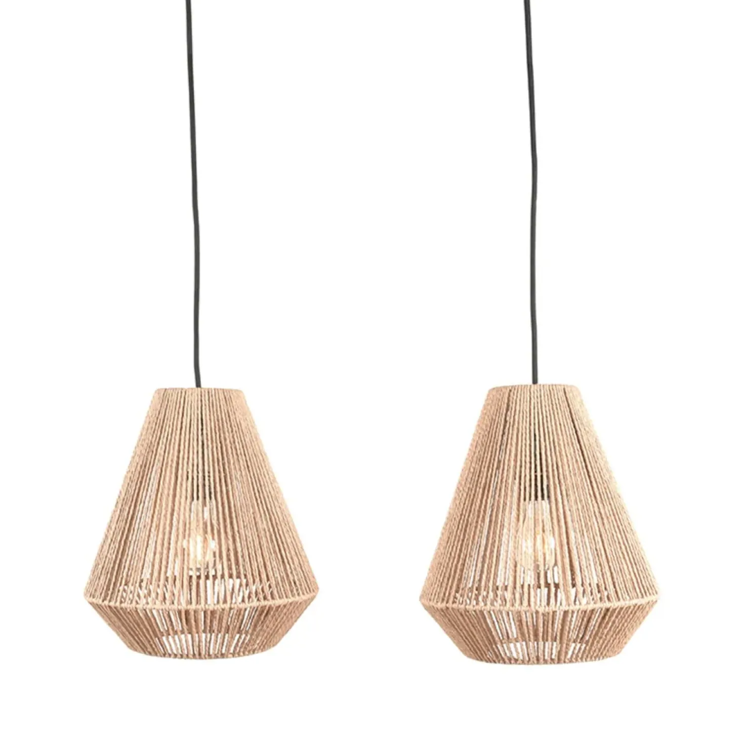Hanglamp Ibiza 2-Lichts Naturel Jute