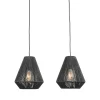 Hanglamp Ibiza 2-Lichts Zwart Jute