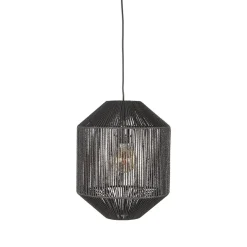 Hanglamp Ibiza Zwart Jute 1-Lichts Cilinder