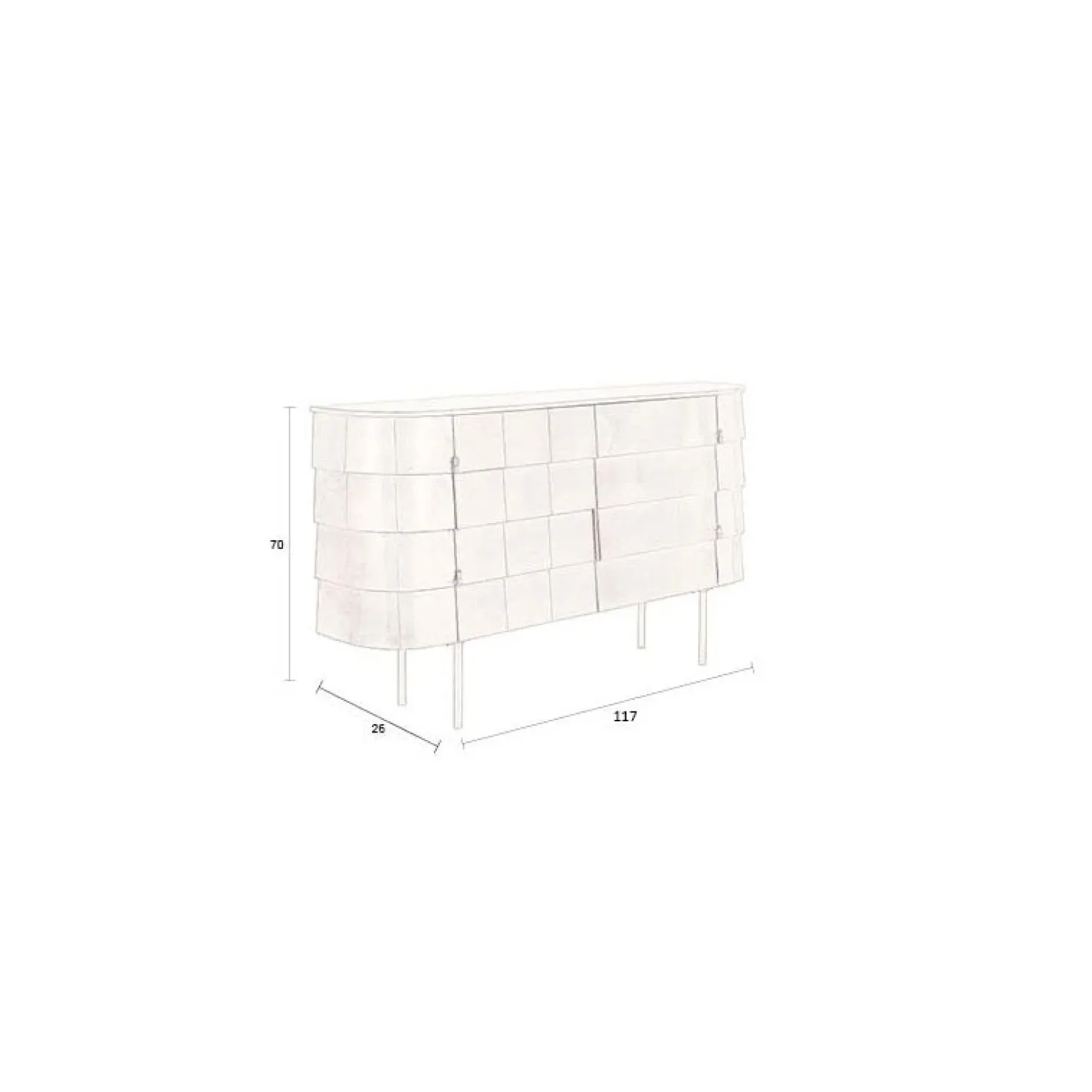 Hanna Dressoir Goud 117cm