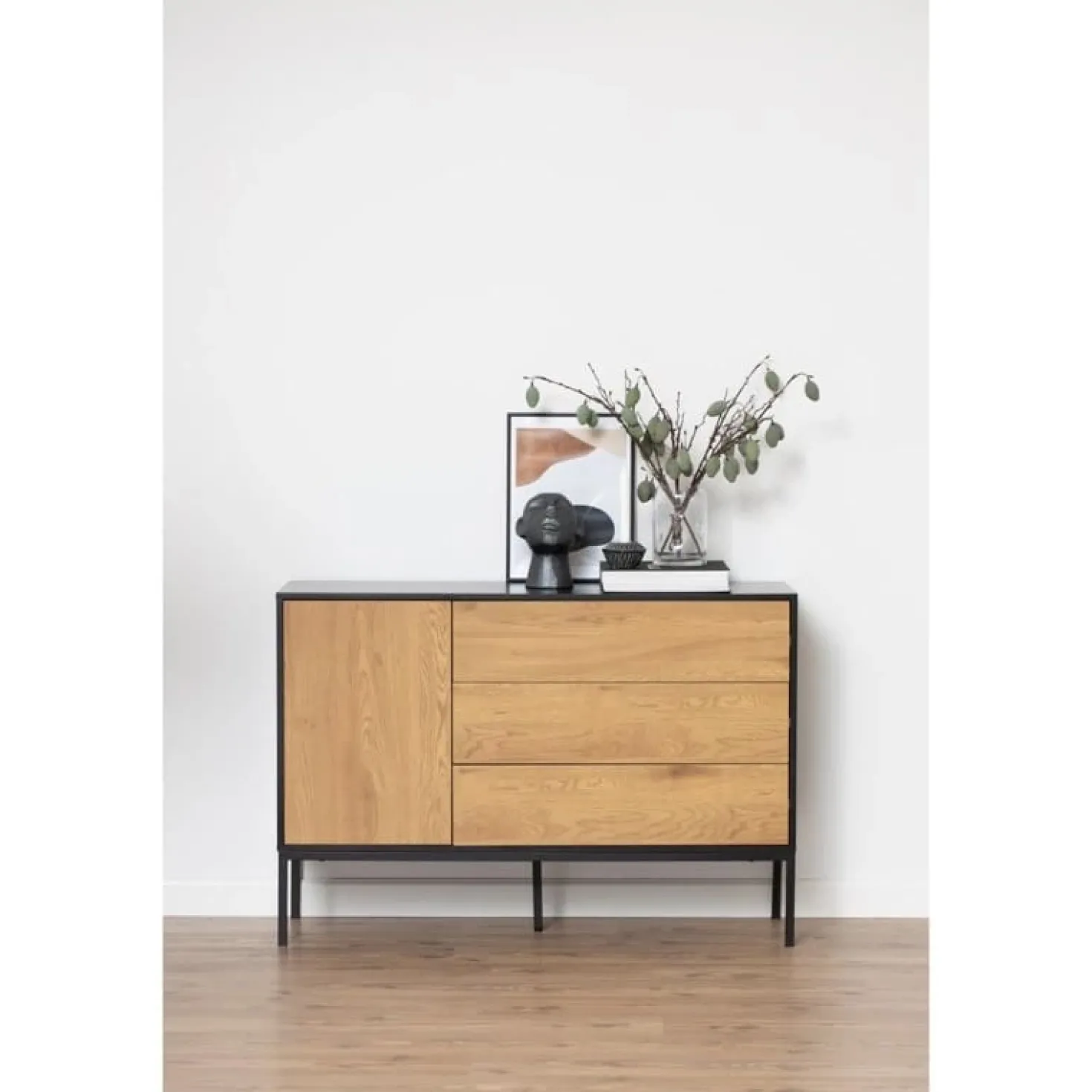 Hektor Dressoir Zwart/Naturel 120cm