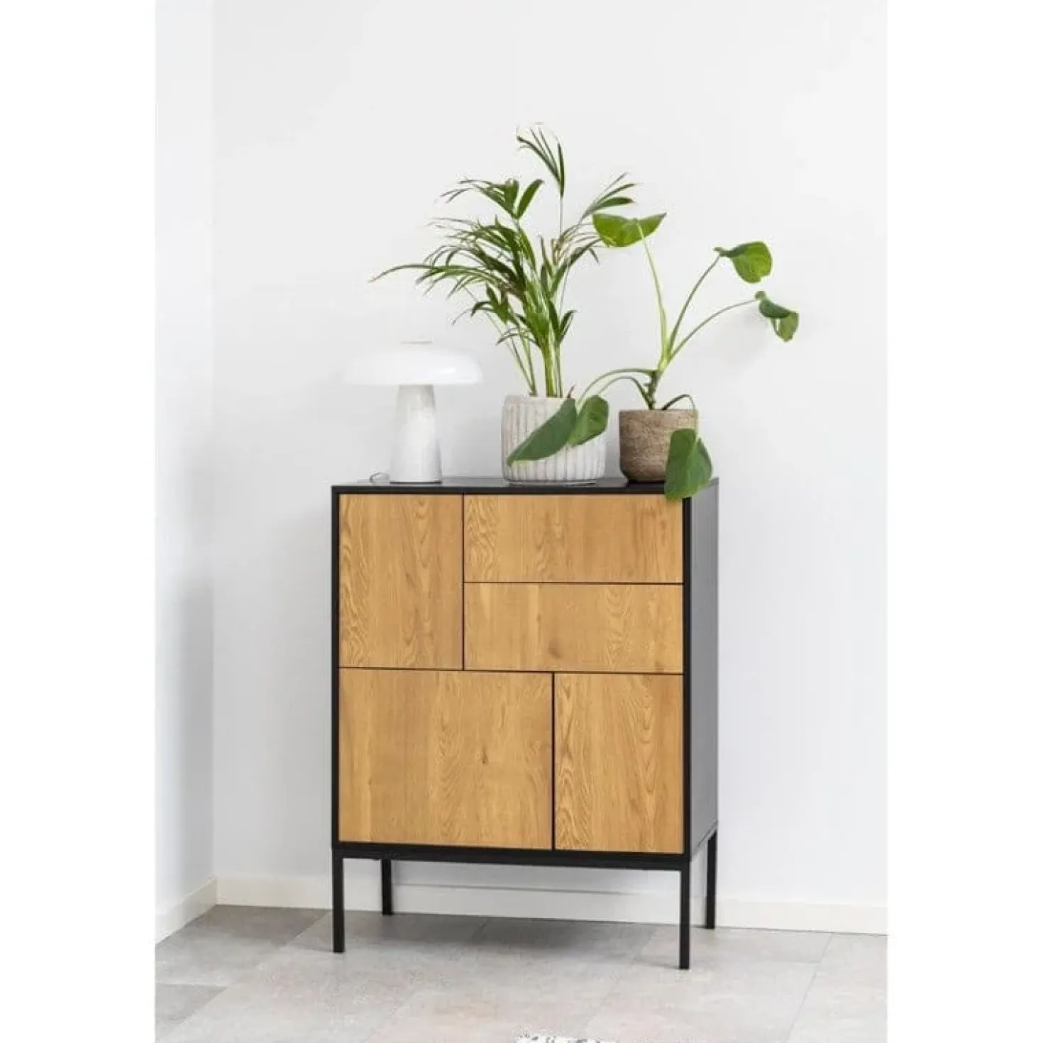 Hektor Dressoir Zwart/Naturel 80cm