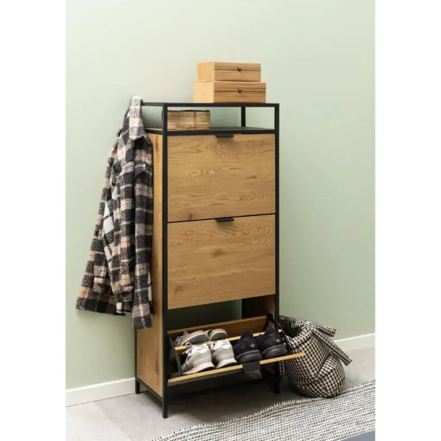 Hektor Schoenenkast 3 lade Naturel 56cm