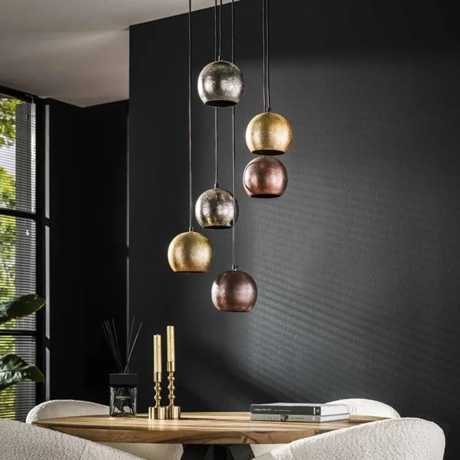 Helios 6-lichts Hanglamp getrapt
