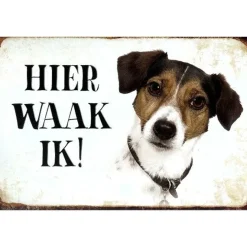 Hier Waak ik - Jack Russell - metalen bord