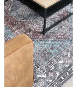 Hoomay vloerkleed vintage rechthoek rood/blauw