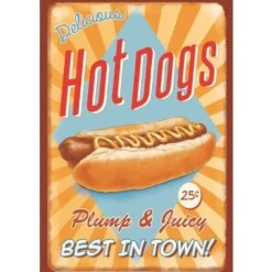Hot Dogs - metalen bord
