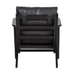 Houston Fauteuil leer/hout zwart
