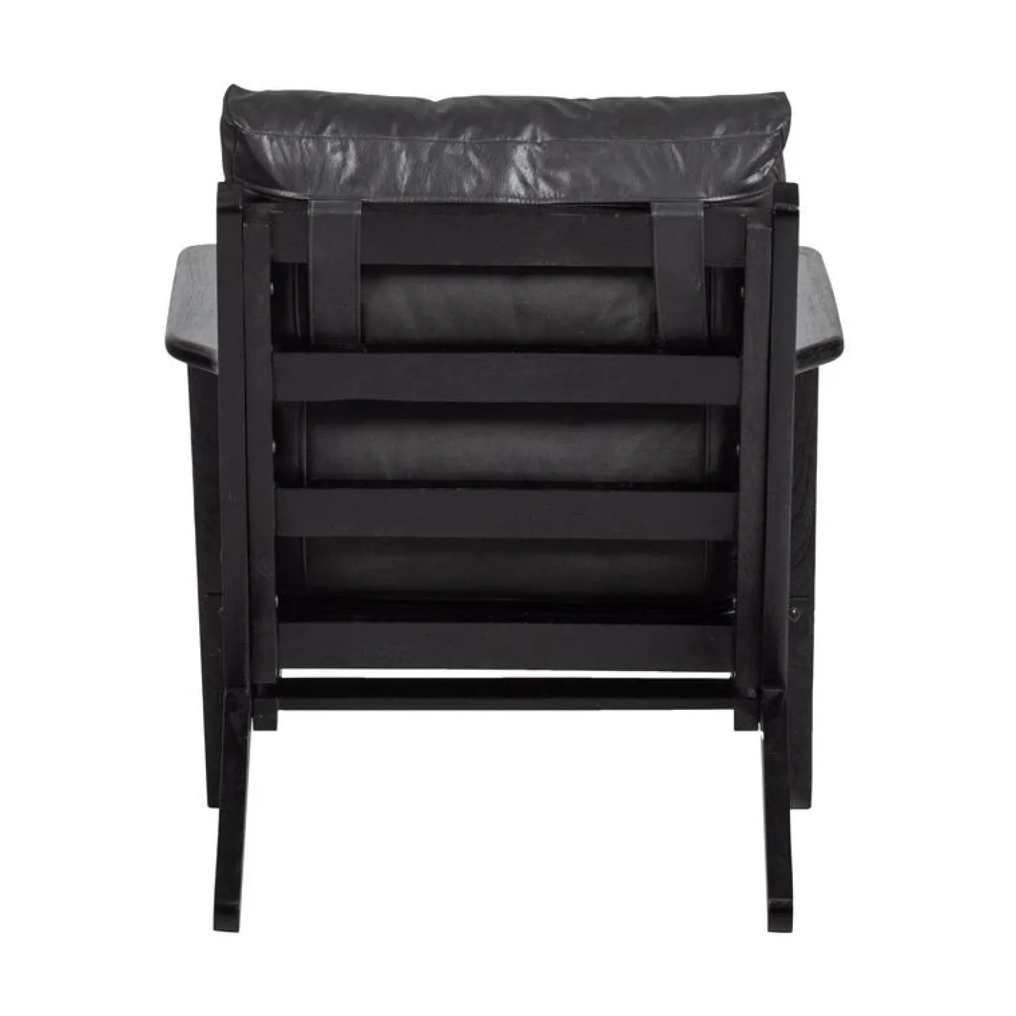 Houston Fauteuil leer/hout zwart
