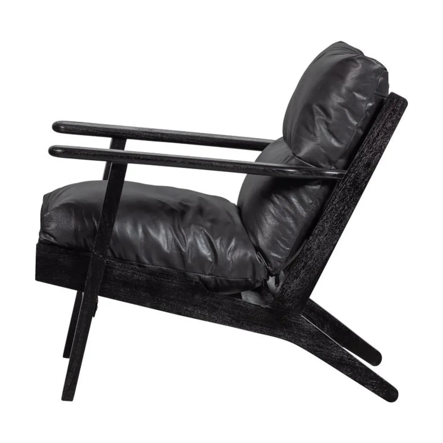 Houston Fauteuil leer/hout zwart