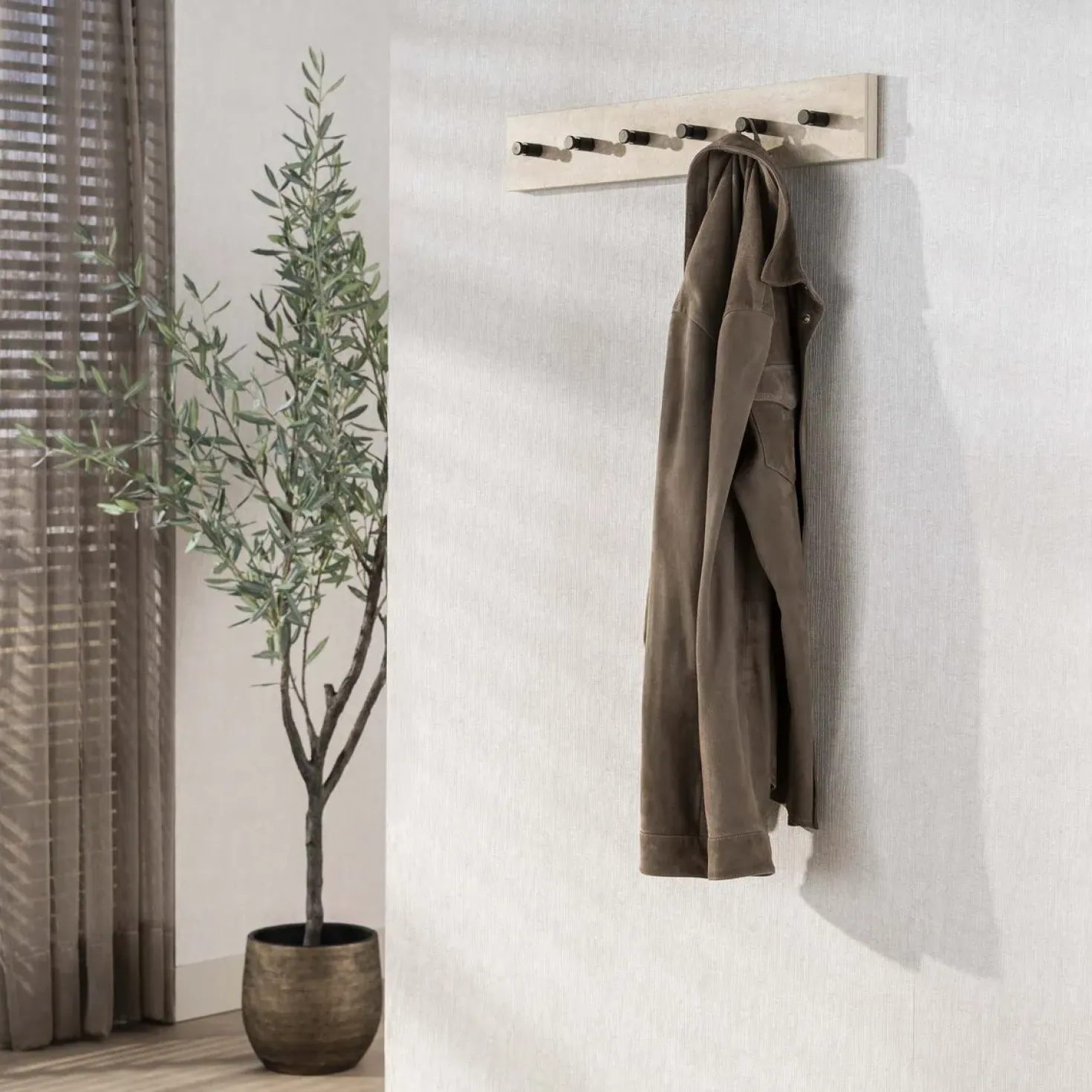 Isabella Kapstok 6 haken Travertine 60cm