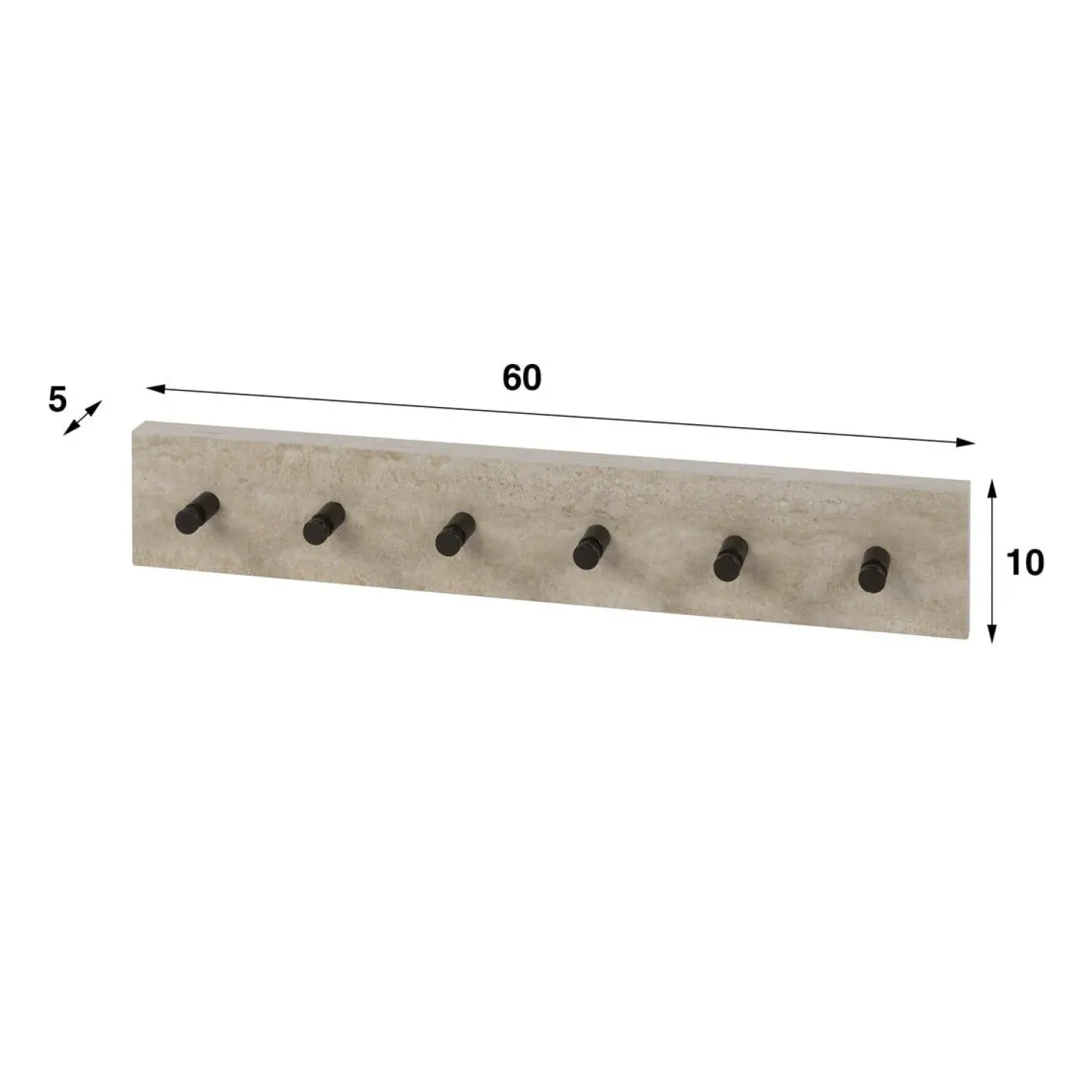 Isabella Kapstok 6 haken Travertine 60cm