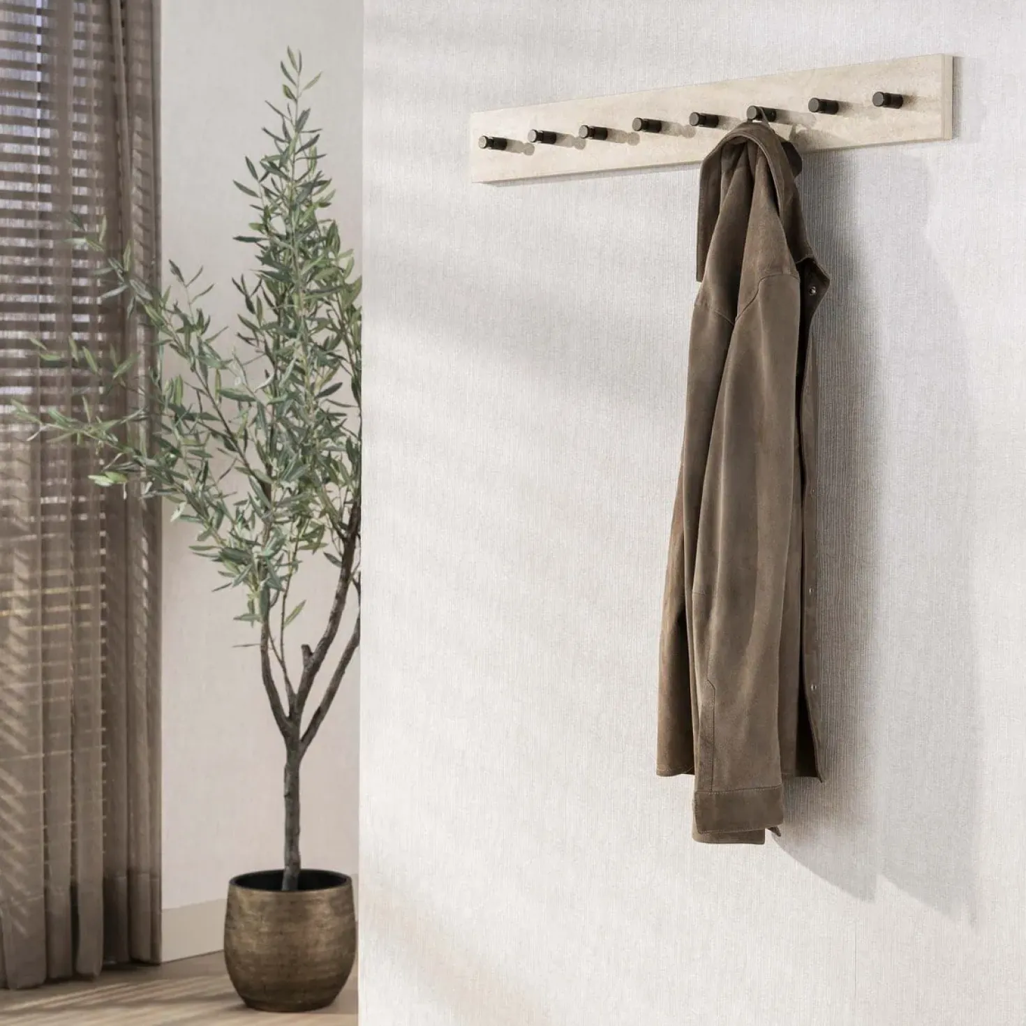 Isabella Kapstok 8 haken Travertine 80cm