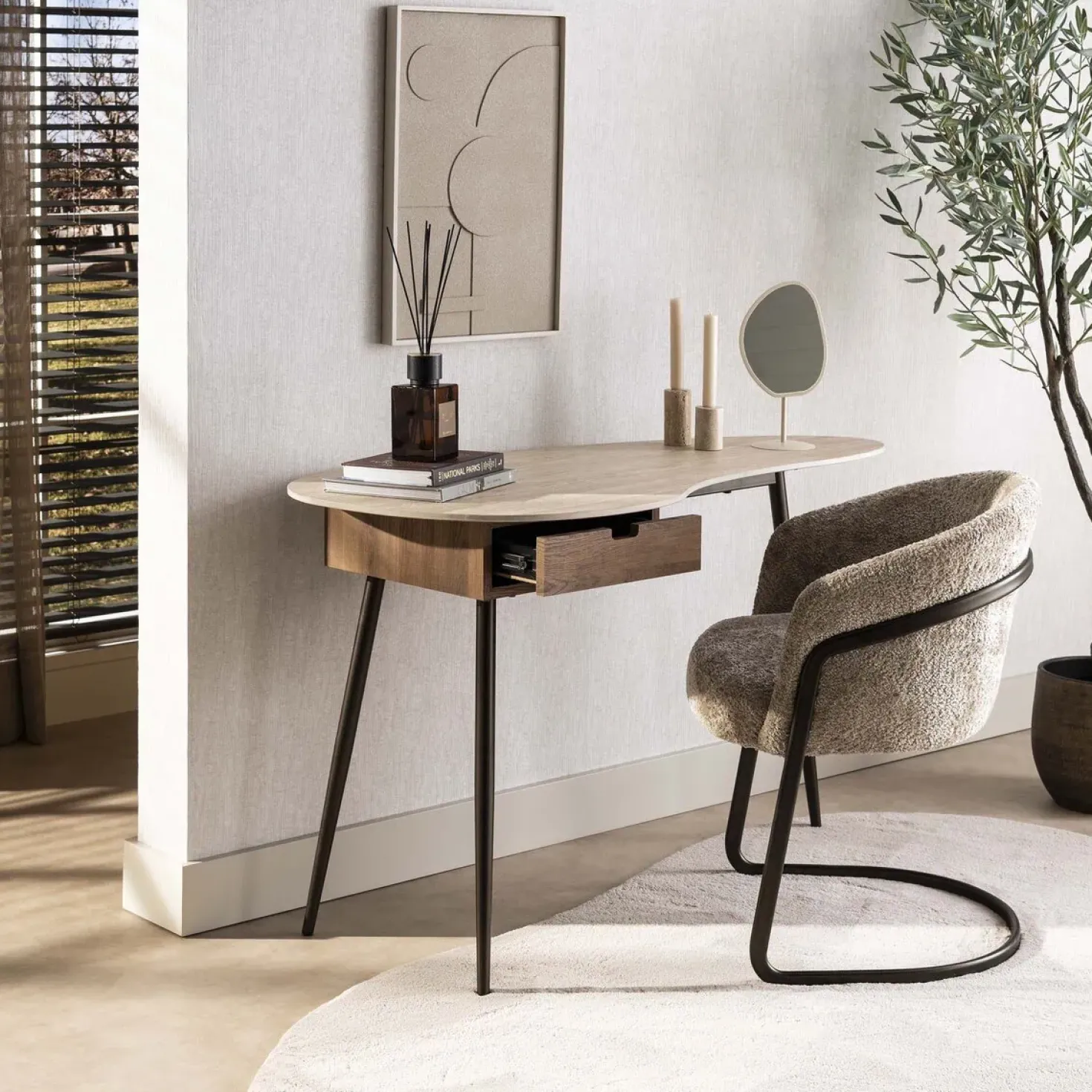 Isabella Kaptafel 1 lade travertin 127cm