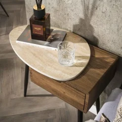 Isabella Nachtkastje 1 lade Links Travertin 60cm