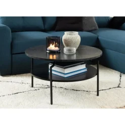 Isandro Salontafel Rond Zwart 80cm