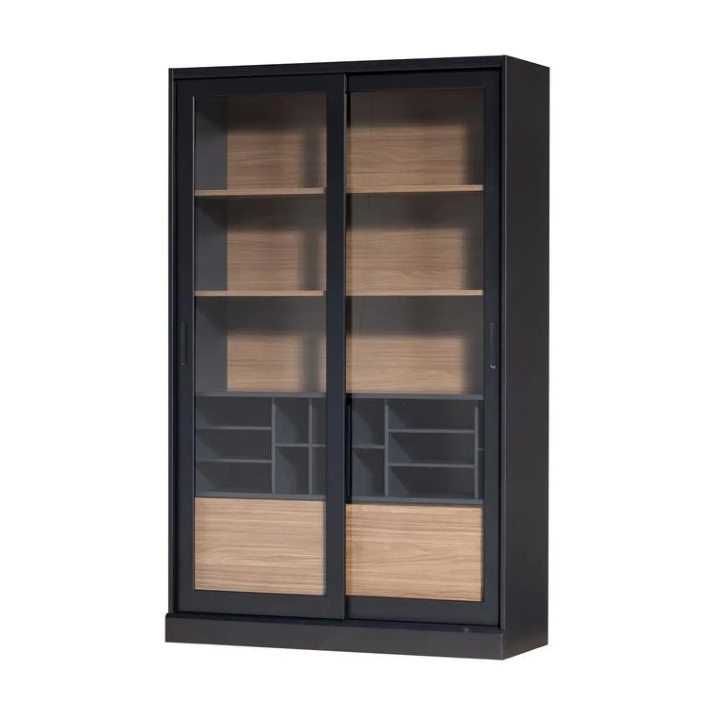 James Vitrinekast zwart/walnoot 125cm