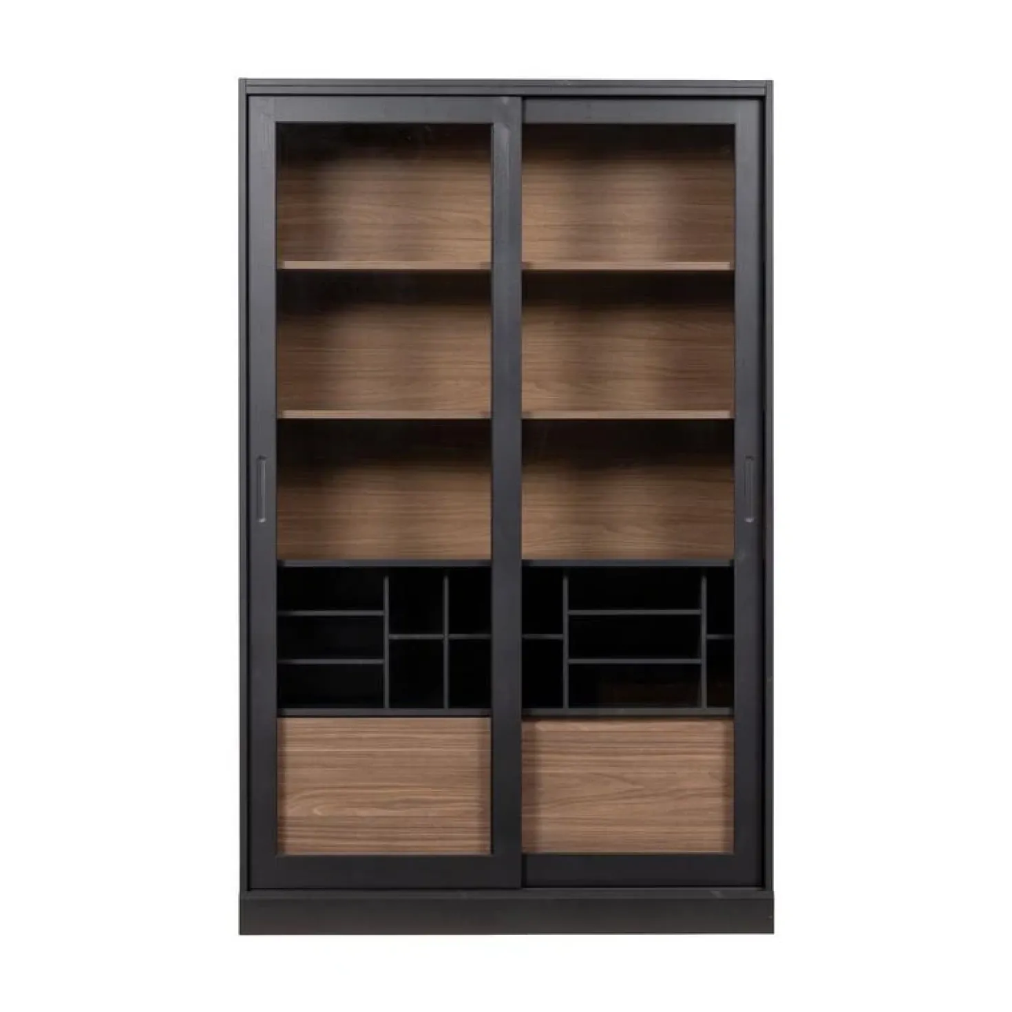 James Vitrinekast zwart/walnoot 125cm
