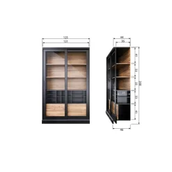 James Vitrinekast zwart/walnoot 125cm