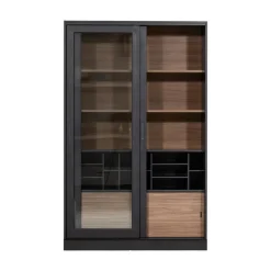 James Vitrinekast zwart/walnoot 125cm