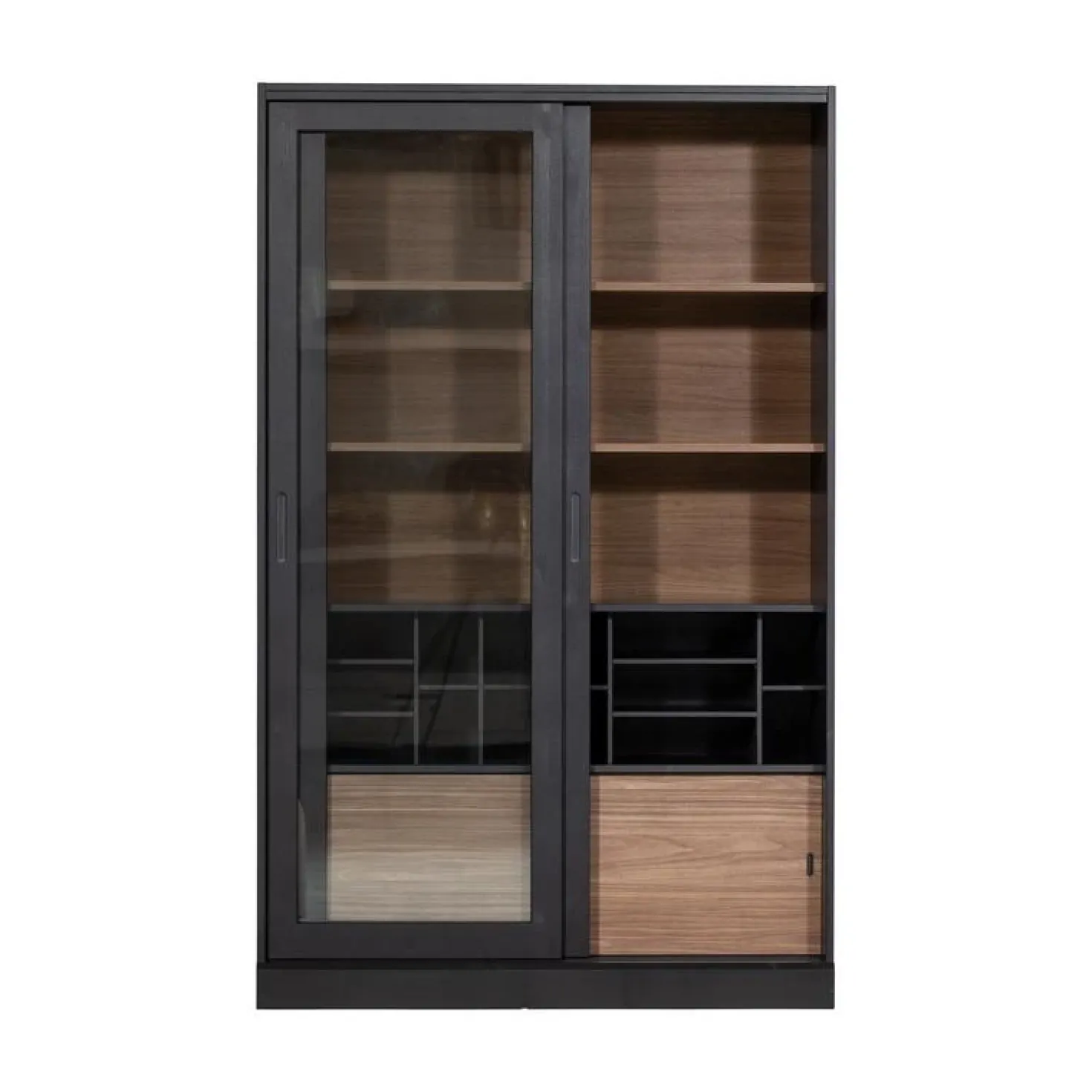 James Vitrinekast zwart/walnoot 125cm