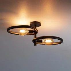 Jane 2-lichts Plafondlamp Artic zwart