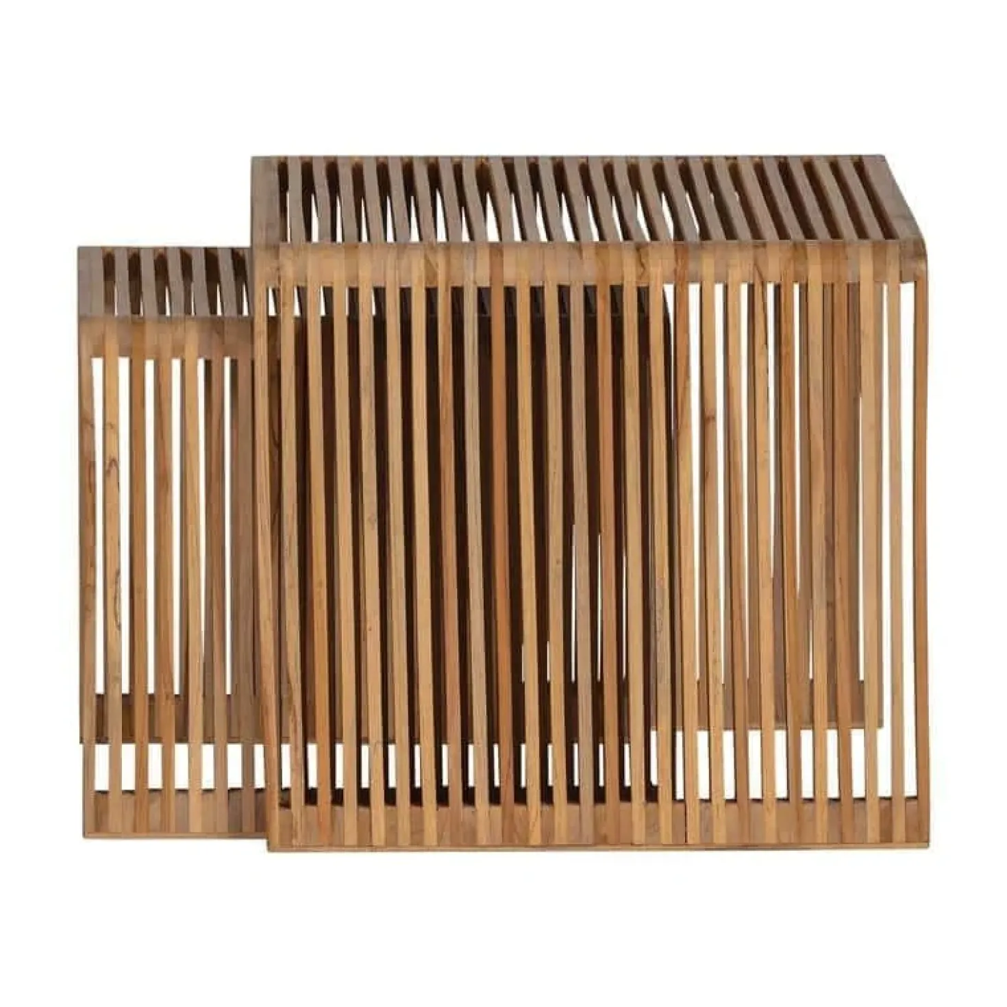Jasmijn Bijzettafel recycled teak naturel set van 2