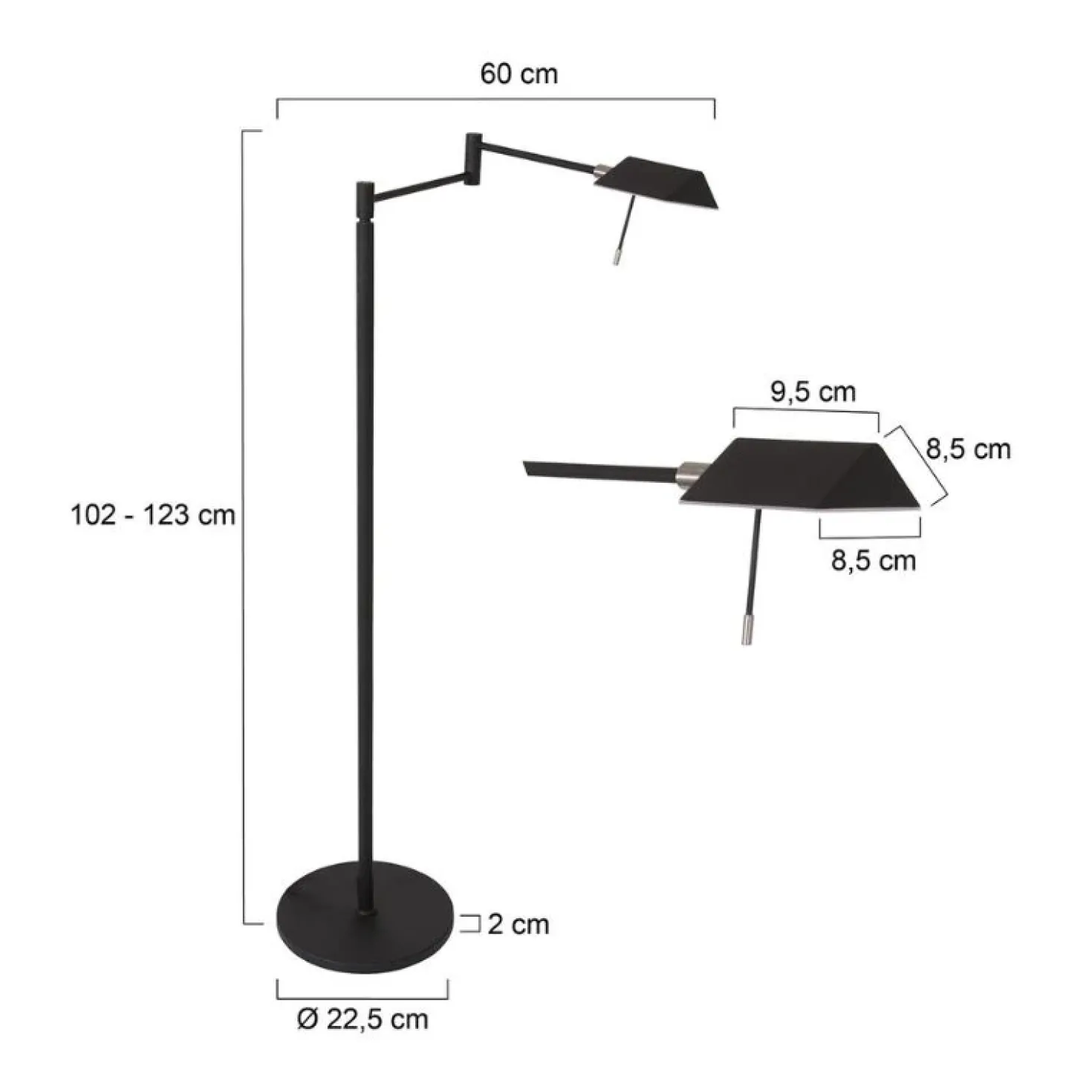 Jasmijn 1-lichts Booglamp Zwart