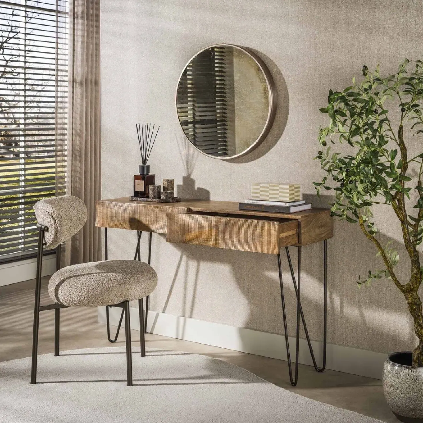 Jasmina Sidetable 2 lades Mangohout 120cm