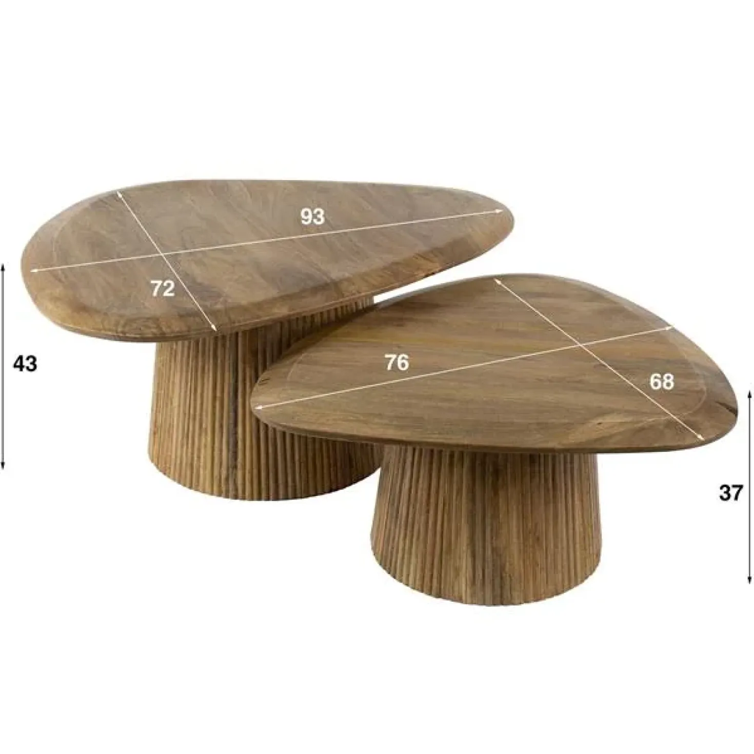 Jean Salontafel set van 2 driehoekig Mangohout